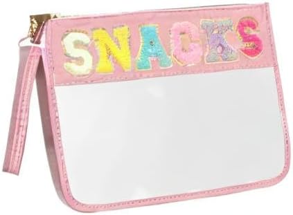 Siwara Snack Bags Clear Pouch Travel Makeup Bag Chenille Letter Bags for Zipper Pouch Clear Cosmetic Bag Clearly Tote Bag Makeup Travel Bags for Women - Image 7