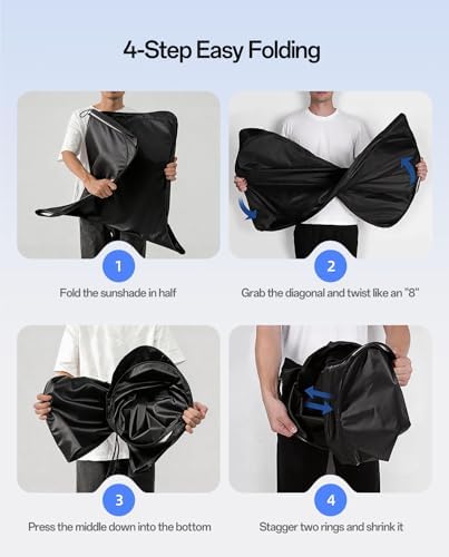 Windshield Sun Shade for Tesla Model Y / 3 2017-2026 (Juniper), Keeps Car Cool & Protects Interior, Easy Storage with Bag, Sliver - Image 7