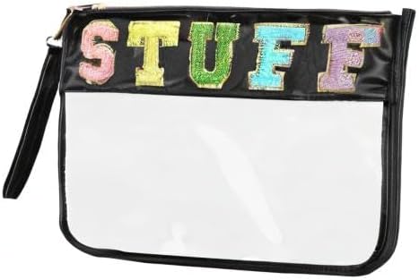 Siwara Snack Bags Clear Pouch Travel Makeup Bag Chenille Letter Bags for Zipper Pouch Clear Cosmetic Bag Clearly Tote Bag Makeup Travel Bags for Women - Image 7