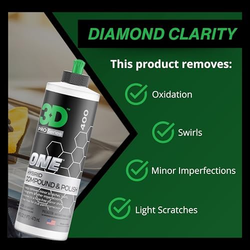 3D One Car Scratch & Swirl Remover Hybrid Rubbing Compound & Polish Buffing Compound for True Paint Correction 8oz Made in USA (Pack of 2) - Image 7
