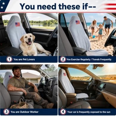 Car Seat Towel Cover, Sweat-Proof & Absorbent Microfiber Seat Protector for Gym, Workout & Beach, Universal Fit for Most Cars, SUVs & Trucks, 59"x29", Silver Gray Flag (1 Pc) - Image 9
