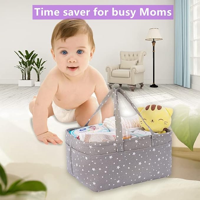 Baby Diaper Caddy Organizer Storage Basket for Girl Boy Shower Gifts Portable Large Nursery Holder Tote for Changing Table or Car Newborn Essentials Baby Registry Must Haves Item… - Image 6