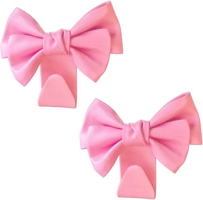 2PCS Car Seat Headrest Hook, Cute Bow Vehicle Seat Back Hanging Hooks for Purses and Bags, Automotive Interior Headrest Hanger Storage Organizer, Universal for SUV RV Truck (All Pink) - Image 7