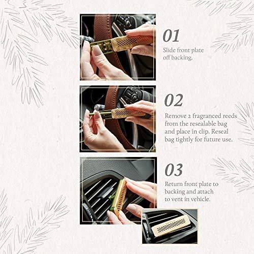 Thymes Frasier Fir Car Diffuser Kit + Refills – Vent Clip Air Freshener + 4 Frasier Fir Diffuser Reeds – Car Air Fresheners with Fresh Scent – Long-Lasting Fragrance - Image 5