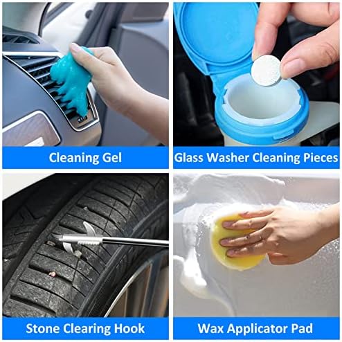 39Pcs Car Cleaning Wash Kit Interior Detailing Cleaner Kit with High Power Handheld Vacuum, Brush Set, Windshield Tool, Duster, Towels, Tire Brush, Complete Car Care Tools, Blue - Image 7