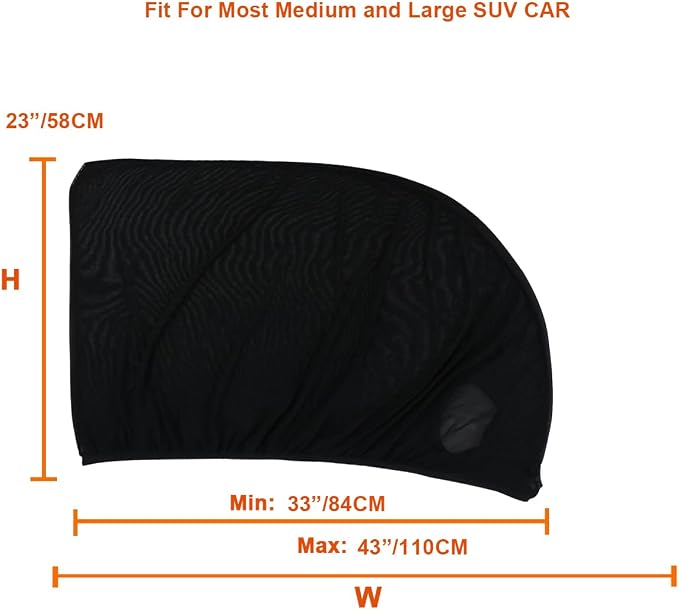 2 Pack Car Front Side Window Shades Mesh Screen for Camping 22''x42'' | Elastic Breathable Mesh Car Sun Shade fit for Medium and Large SUV Car Camping Overnight Sleeping Car Window Shade for Baby - Image 6