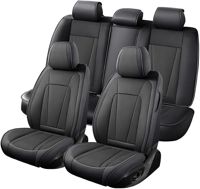 Car Seat Covers Full Set Custom Fit for Acura TL 1999-2014, Black | Premium Faux Leather, Waterproof, Anti-Slip, Airbag Compatible, Breathable, Car Seat Protectors, 2 Rows 5 Seats - Image 8