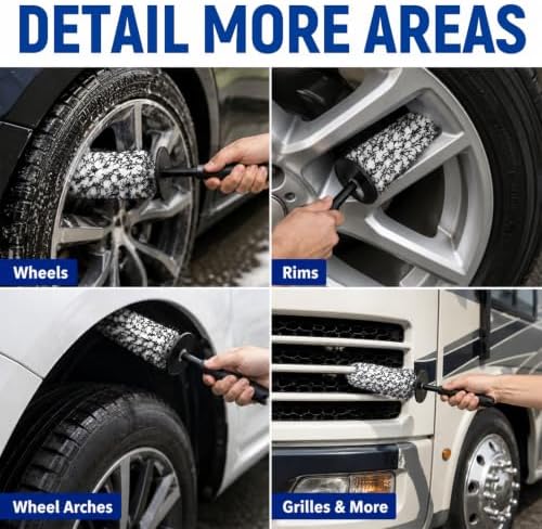 Microfiber Car Wheel Cleaner Brush, Black & White - Image 6