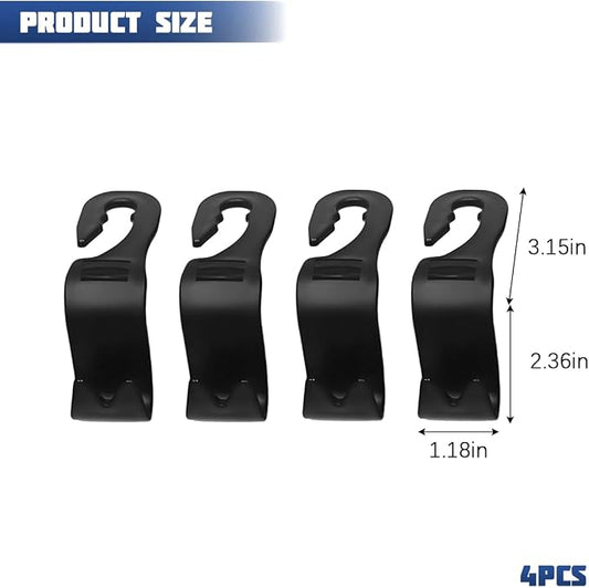 Car Seat Headrest Hook, 4PCS Vehicle Seat Back Storage Hanger for Handbag Purse Grocery, Automotive Interior Organization Holder Hook, Universal for SUV, Truck, RV (Black) - Image 2