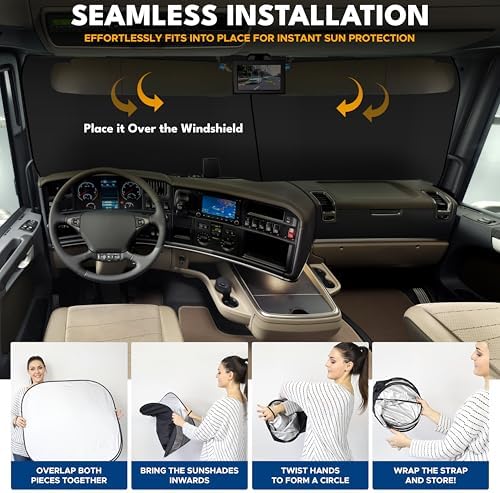 EcoNour Semi Truck Windshield Sun Shade, Reflective UV & Heat Protection - Image 6