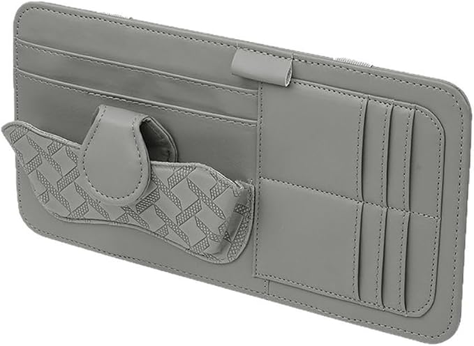 Car Sun Visor Organizer, Multifunctional Visor Storage Pouch with Sunglasses Holder & Card Sleeve Pocket, Auto Interior Organizer Pocket Bag for Pens Cards Documents, Universal Fit (Gray) - Image 7