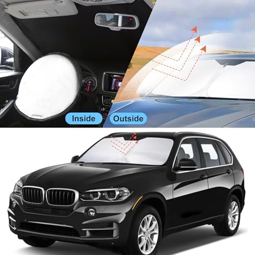 YYCKE Windshield Sun Shade Accessories Compatible with 2014 2015 2016 2017 2018 X5 for BMW Foldable Sunshade Sun Visor Blocks UV - Image 7