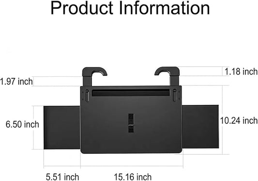 Car Back Seat Tray Table with Expandable Tray - 2-Sided Car Desk for Kids & Adults, Extra Wide & Sturdy Headrest Mount with Non-Slip Pad, Tablet/Laptop Holder for Road Trip(Carbon fiber front panel) - Image 2