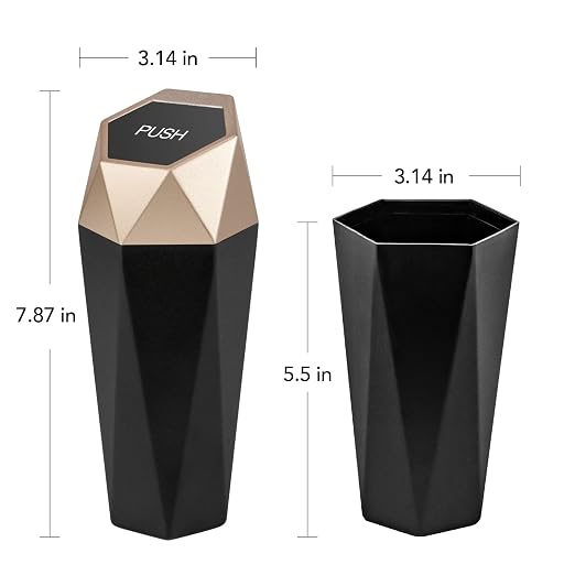 Car Trash Can with Lid, Leakproof, 30 Trash Bags, Gold, 2 Pack | Small Garbage Can for Car, Car Accessories for Interior, Multipurpose Organizers and Storage Solutions for Home, Office - Image 8
