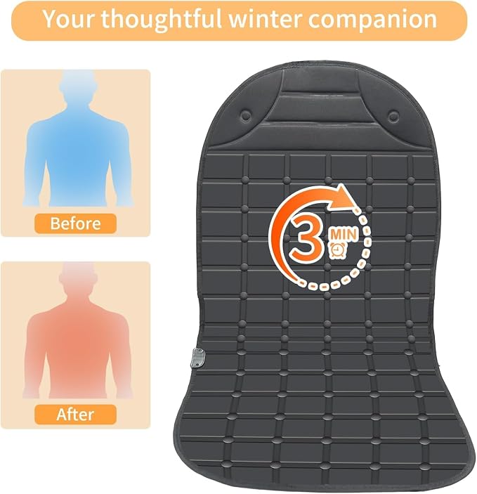 Universal Winter Seat Cushion Cover for Full Back (Black) - Image 4