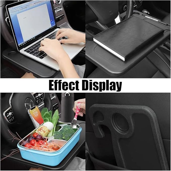 GLSOWEE Car Steering Wheel Tray, Computer Office Car Table Tray, Black | Auto Steering Wheel Desk for Eating Working, Multipurpose Car Desk Travel Accessories for Most Vehicles Steering Wheel - Image 7