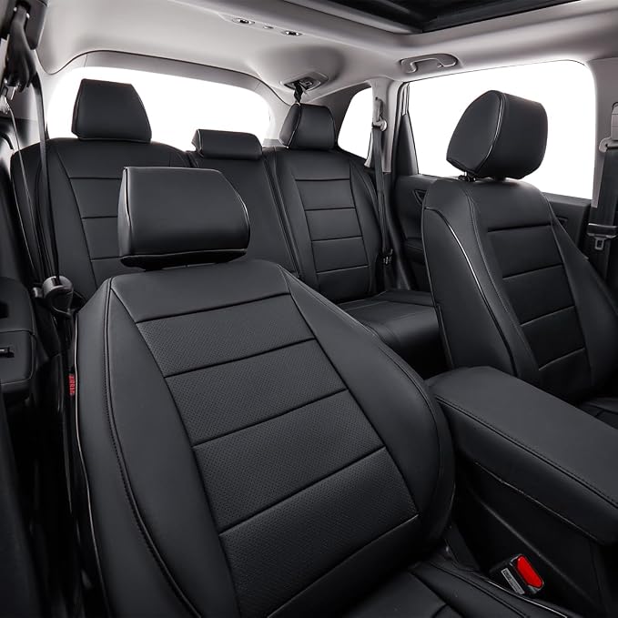 EKR Car Seat Covers for Honda CRV 2023-2026 Leatherette Full Set | Custom Fit for Honda CRV 2023 2024 2025 2026 Easy-Wipe Protection,Faux Leather(Black) - Image 6