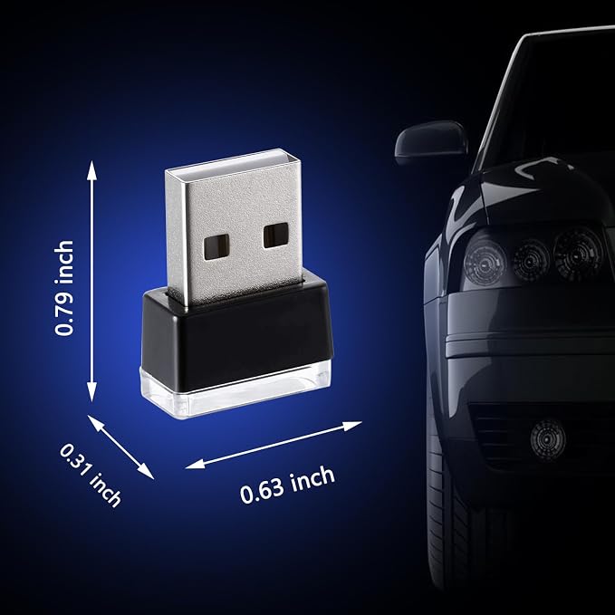 2 Pcs USB LED Car Interior Atmosphere Lamp, Night Light LED Decoration Light Ambient Lighting Kit Interior LED Lights, Portable Vehicle Ambient Lighting Kit for All Car Interior Accessories (Blue) - Image 6