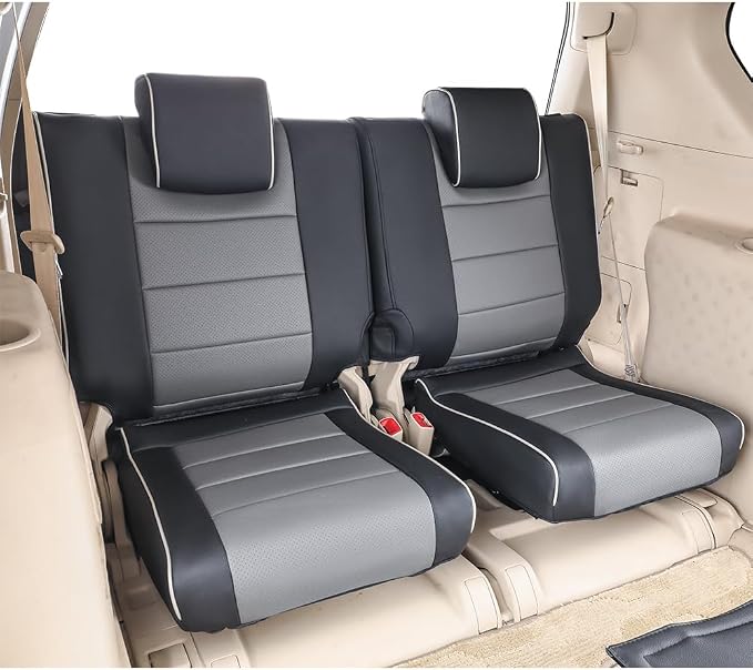 EKR Car Seat Covers Custom Fit for Toyota 4Runner(5 Seats) Full Set | for Toyota 4Runner 2003-2009(Power Front Seats)Airbag Compatible,Waterproof Pet-resistant,Faux Leather(Black/Gray) - Image 6