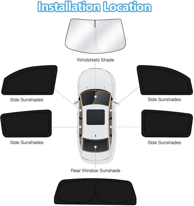 KUST Car Window Shades for 2007-2021 Toyota Tundra Accessories Windshield Sun Shade Side Rear Window Covers Sunshade Privacy Protection for Camping Blackout UV Block Full Set 6PCS - Image 8