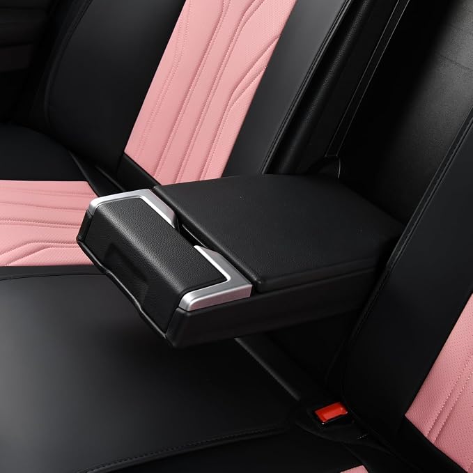 Leather Seat Covers Pink Car Seat Covers Full Set Car Seat Protectors 5 Seats Driver Seat Covers Fit for Most Cars Trucks SUV - Image 7