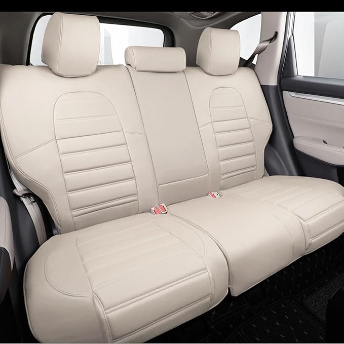 CocheFamilia Custom Fit Full Set Car Seat Covers for Select Honda CRV 2017 2018 2019 2020 2021 2022 - Leatherette (Beige) - Image 2