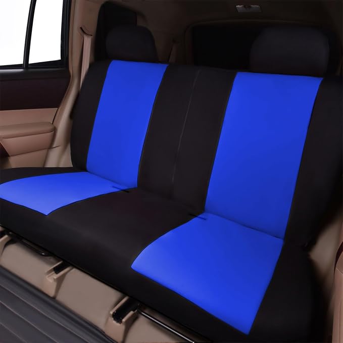 Flying Banner Car Seat Covers Full Set Front Seats and Rear Bench Polyester car seat Protectors Black Gray Purple airbag Compatible Rear Bench Split (Black Blue) - Image 9