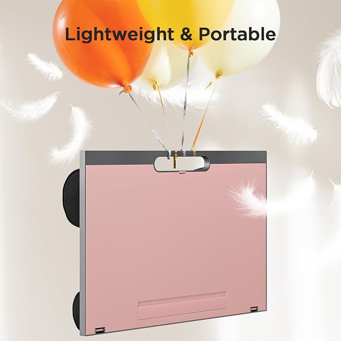 HUANUO Lap Desk with 8 Adjustable Angles – Up to 15.6" Laptop, Pink | Dual-cushion base, carry handle, 30% thicker for durability, wider anti-slip ledge, for home office, sofa, bed, car - Image 7