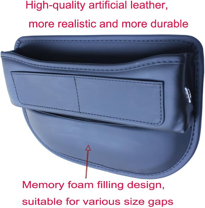 Seat Gap Organizer Car Seat Console Organizer Front Seat Side Storage Bag Center Console Side Pocket Car Seat Crevice Storage Seat Gap Filler Between Seat Storage Pouch(Black) - Image 6