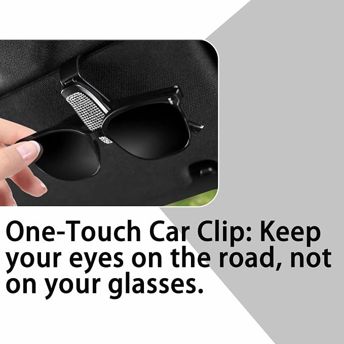 Shimmering Rhinestone Car Visor Clips (2-Pack) - One-Handed Glam Sunglass Holder, Secure Clip for Sun Visor (White) - Image 5