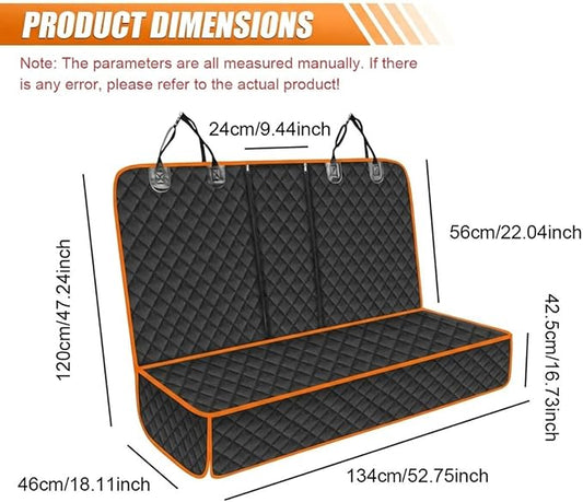 Car Back Seat Cover for Dog, 53" Pet Bench Backseat Cover, Orange | Waterproof Nonslip Car Seat Protector for Pet Kids for Cars SUVs Trucks - Image 2