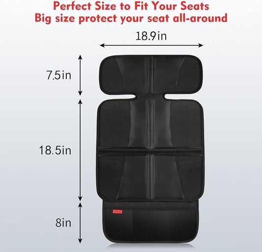 Kaiphy Car Seat Protector - Seat Protection Mat - Thick Padding - Durable, Waterproof Fabric, Leather Reinforced Corners & 3 Pockets for Handy Storage Gray - Image 2