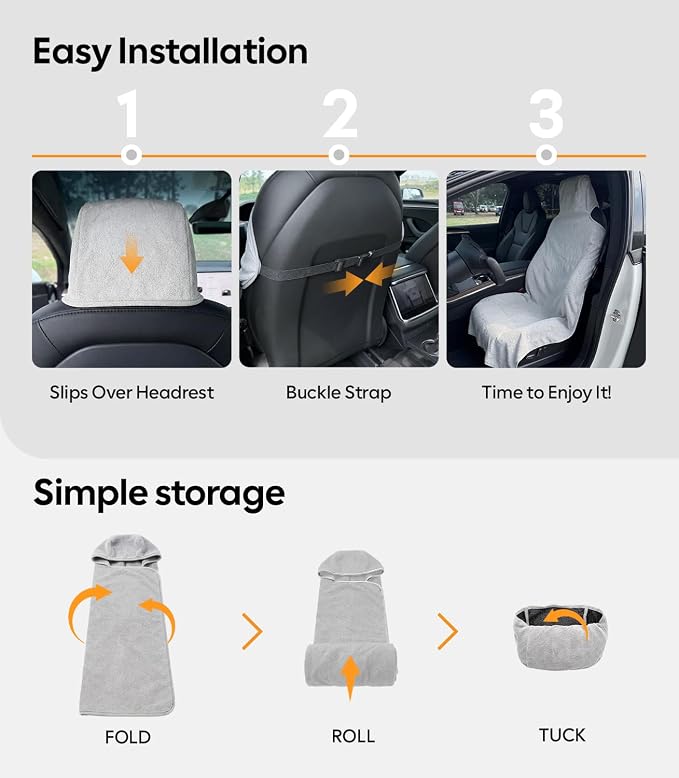 Car Seat Cover Towel, Waterproof, for Use After Gym, Gray, 2 Pack | Sweatproof, Odor-proof, Universal Fit, Machine Washable, Non-Slip Backing, Seat Covers for Car, Truck, SUV, Van - Image 7