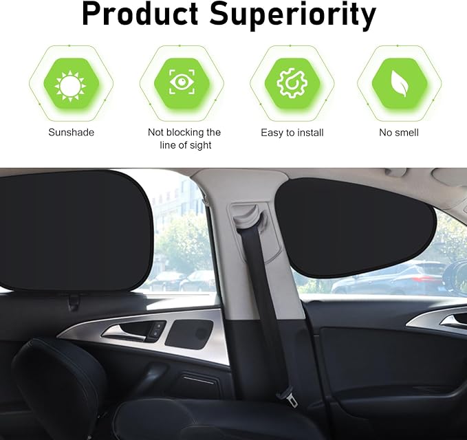 4PCS Car Window Shades, Heat Insulating Sun Blocking Side Window Cover, No Lighting Privacy Curtains, Universal Car Interior Accessories for Baby Camping Napping (Black) - Image 7