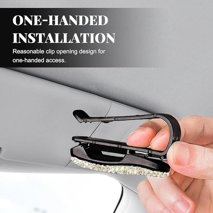 Wevdn 2 PCS Car Sun Visor Glasses Holder, Fashion Bling Car Eyeglasses Sunglasses Hanger for Women Girls, Glasses Holder Clip Hanger Mount with Ticket Card Clip, Car Accessories (AB Colorful) - Image 6