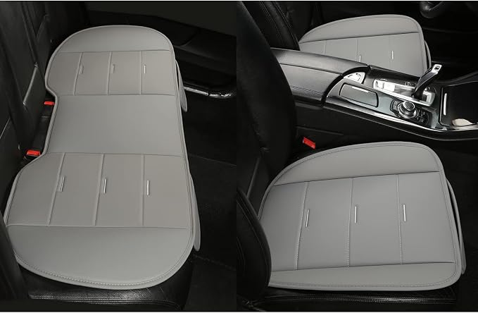 West Llama Bottom Seat Covers, Include 1 Pair Front Seat Protector and 1 Rear Seat Cover, Universal PU Leather Seat Covers for 90% Cars (Gray) - Image 8