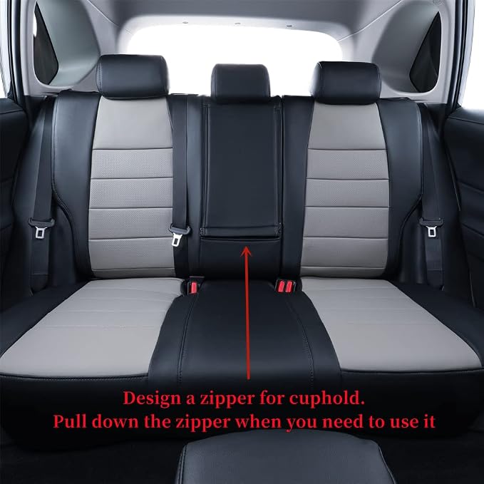 coverdream Corolla Waterproof Leather Seat Covers Custom Fit for 2023 2024 2025 Toyota Corolla Hybrid LE Seat Covers,Full Coverage,Airbag Compatible Car Seat Protector(Full Set,Black/Gray) - Image 6