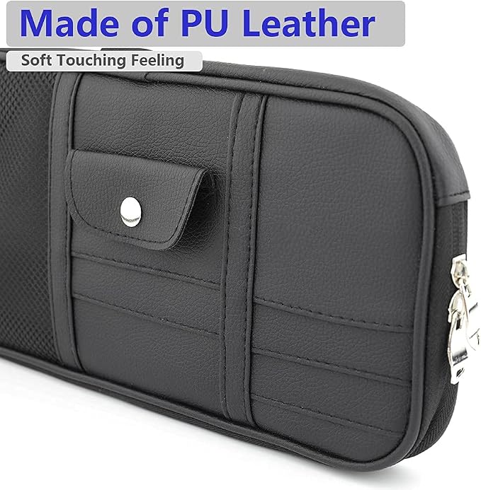 Car Sun Visor Organizer, Auto Interior Accessories Pocket Organizer - Car Truck SUV Storage Pouch Holder, with Multi-Pocket Net Zipper (Black) - Image 7