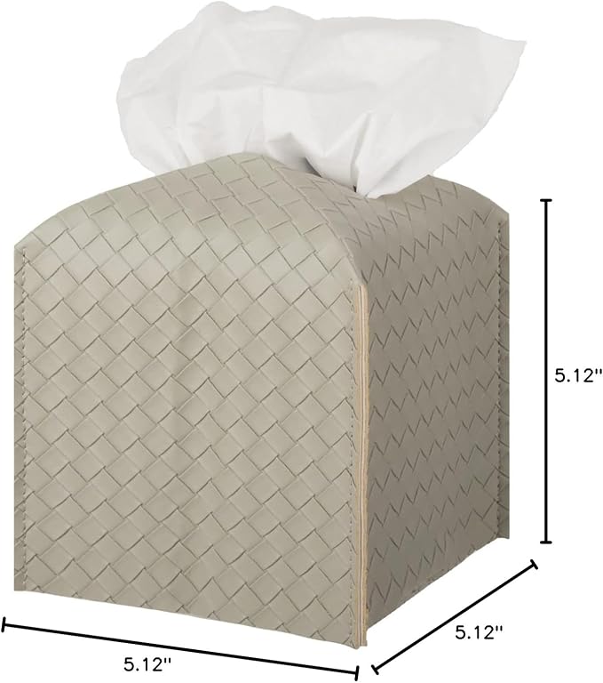 Tissue Box Cover PU Leather Tissue Holder Square Facial Tissue Case Facial Paper Organizer Dispenser for Bathroom, Vanity Countertop, Tabletop, Car, Evergreen | PU Leather,Easy to Fill, Easy Clean, Decorative Cube Tissue Box Holder for Office, Bathroom... - Image 6