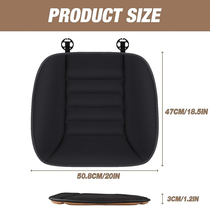 MYFAMIREA Car Seat Cushion Pad 1.2" Thick Comfort Seat Protector for Car Driver Seat Office Chair Home Use Memory Foam Seat Cushion with Non Slip Bottom, 20'' x 18.5'', Black - Image 9