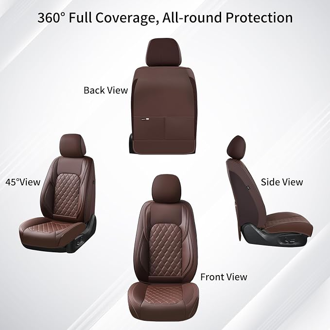 Huidasource Fit for Coffee Chevy Silverado/GMC Sierra Front Seat Covers, Thickened Perforated Nappa Leather Front Truck Seat Covers 2007-2026 1500, 2015-2026 2500HD 3500HD Crew Double Extended Cab - Image 9