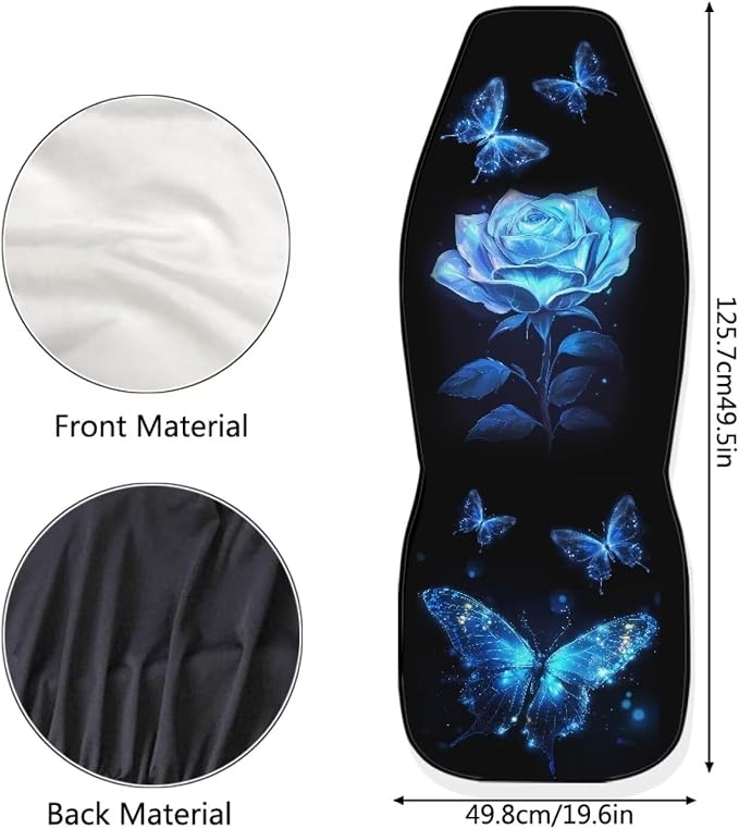 Rose Car Seat Covers Full Set of 2, Butterfly Cloth Seat for Auto Front Seats for Women, Black Bucket Seat Covers for Cars Washable and Breathable Car Accessories for Sedan Truck SUV - Image 7