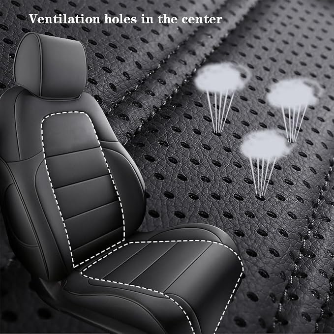 CocheFamilia Custom Fit Full Set Car Seat Covers for Select Honda CRV 2017 2018 2019 2020 2021 2022 - Leatherette (Black, 2017-2022 CRV) - Image 5