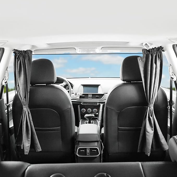 Car Divider Privacy Curtain, Blackout Suede Sun Shade Cover Front & Rear Seat Partition Space Divider Auto Van Truck Interior Accessories for Family Camping Baby Sleeping (Black, Small) - Image 6