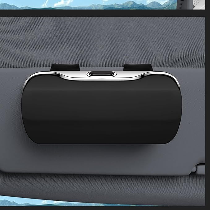 Zipelo 7.09 x 2.56 Inch Car Sun Visor Sunglasses Case, Black | ABS construction, push-bounce opening, clip-on mounting, holds eyewear tickets and cards, car interior accessories - Image 6