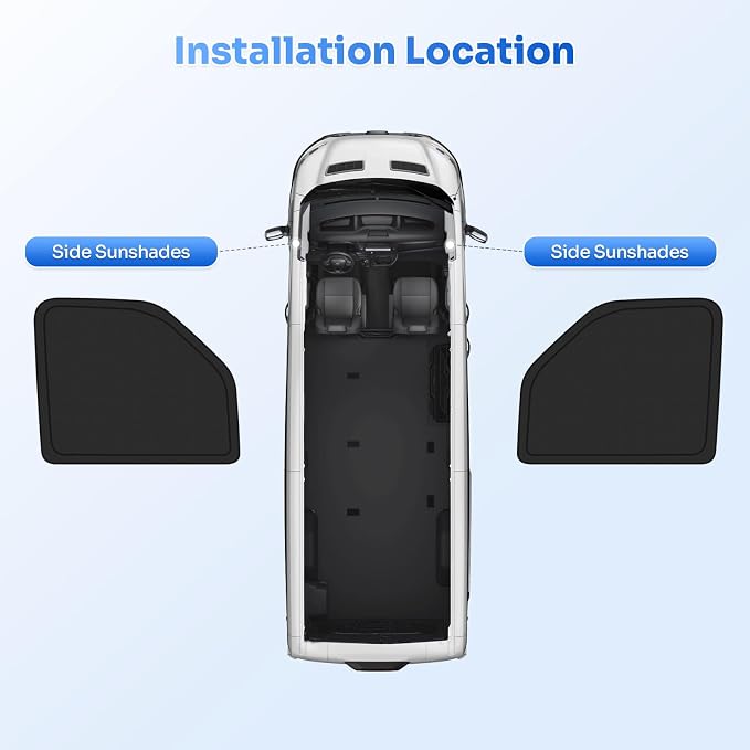 Canvcle Window Shades for 1992-2025 2026 Ford Econoline E-Series Van & Motorhome E-150 E-250 E-350 E-450 Accessories Sun Shade Side Window Covers Sun Shield Privacy Protection for Camping Black 2PCS - Image 6