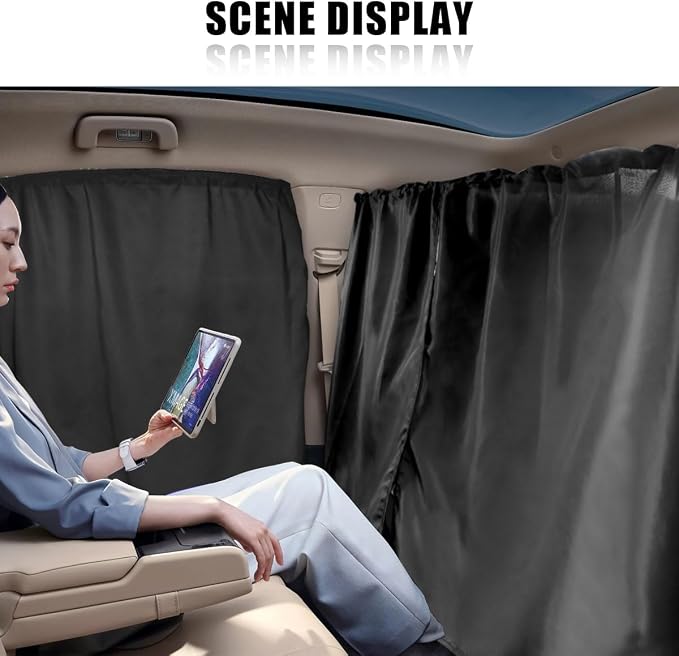3PCS Car Window Shades, UV Protection Privacy Sunshade Covers | Removable Divider Curtains & Side Window Shades, Universal Car Interior Accessories for Sleeping Traveling Camping - Image 6