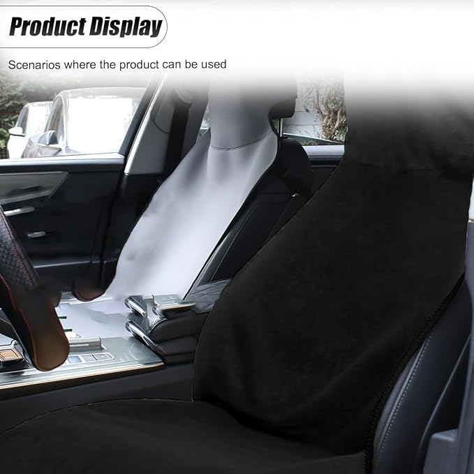 ZIMISI Waterproof Car Seat Covers, Non-Slip Towel Front Seat Covers, Sweat Car Seat Protector Cover for Gym Workout, Yoga, Running, Swimming, Beach & Hiking (Black) - Image 6