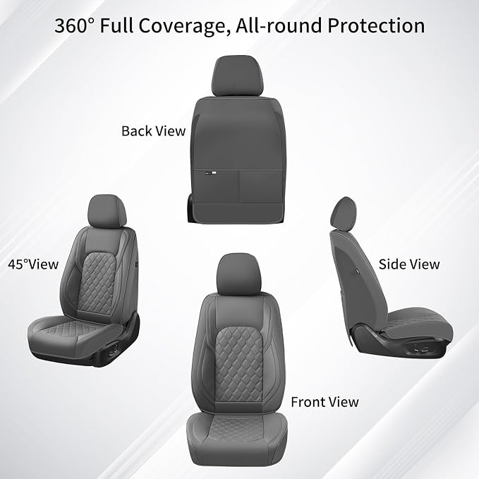 Huidasource Silverado Seat Cover, Sierra Seat Cover fit for Chevy Silverado/GMC 2014-2018 1500, 2015-2019 2500HD 3500HD Crew Double Extended Cab, Thickened Nappa Leather Truck Seat Covers, Black&Blue - Image 9