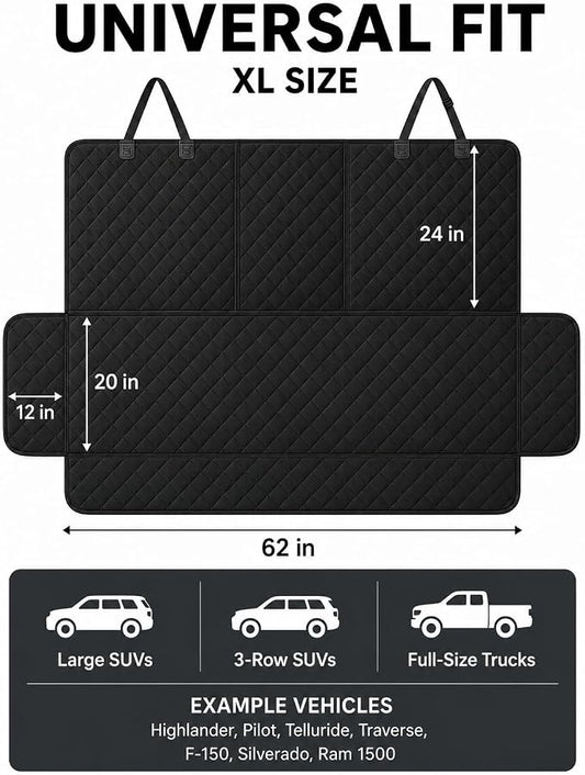 Dog Car Seat Protector, Back Seat Cover for Dogs, SUV & Car Seat Covers 62" | Fits large SUVs & full-size trucks; protects rear bench and car interior from pet hair, kid spills, baby boy mess and stains. - Image 2